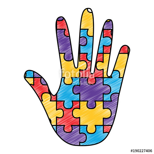 500x500 hand made puzzle pieces for autism awareness care vector