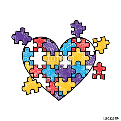500x500 Jigsaw Puzzle Heart Pieces Connect Solution Vector Illustration