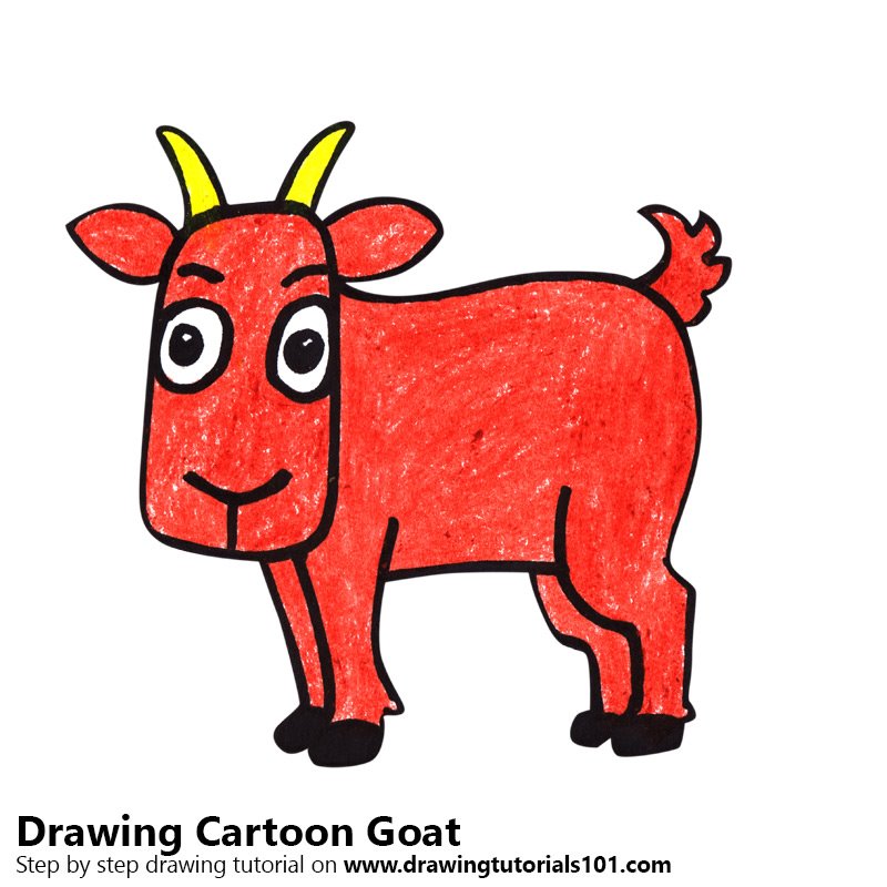 800x800 Cartoon Goat Colored Pencils