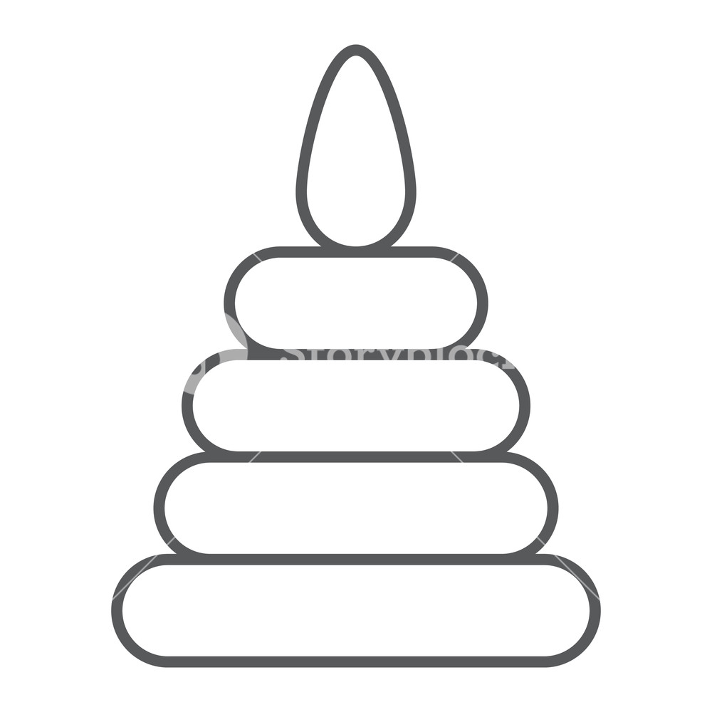 1000x1000 Toy Pyramid Thin Line Icon, Child And Play, Tower Sign, Vector