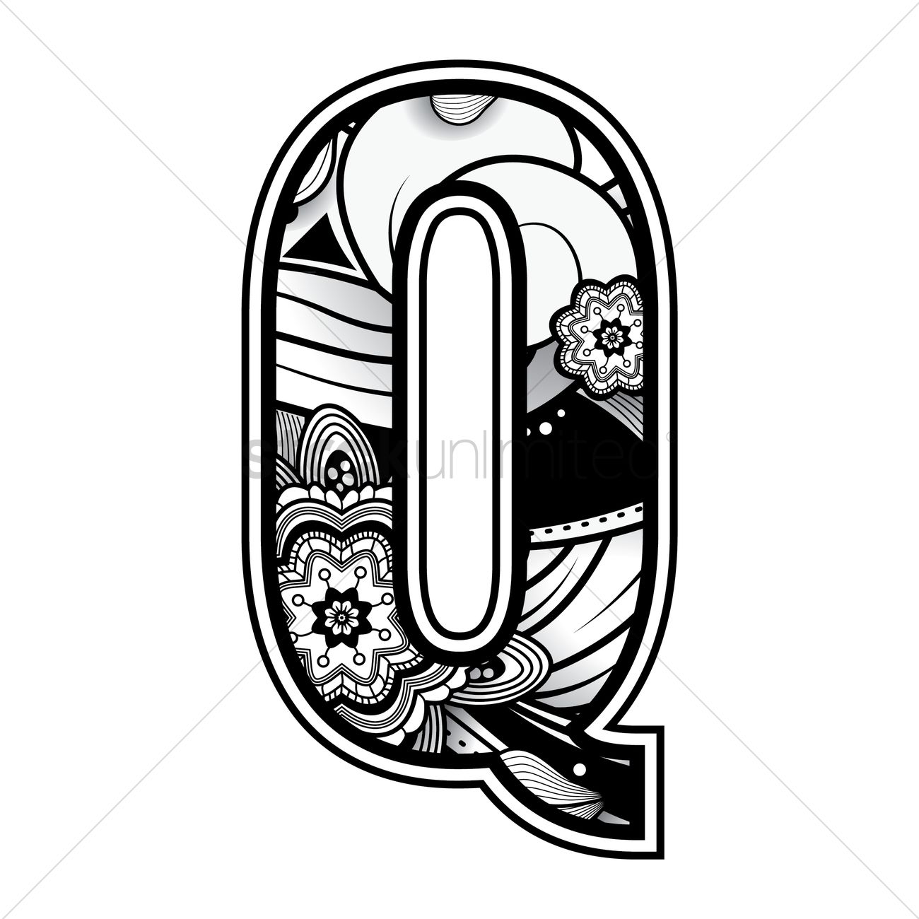 1300x1300 Free Decorative Alphabet Q Vector Image