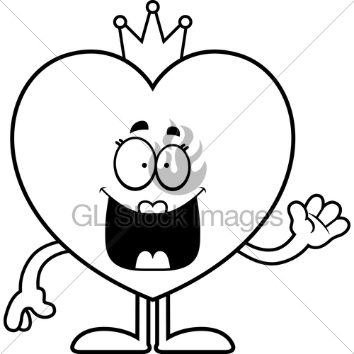 500x500 Cartoon Queen Of Hearts Waving Gl Stock Images