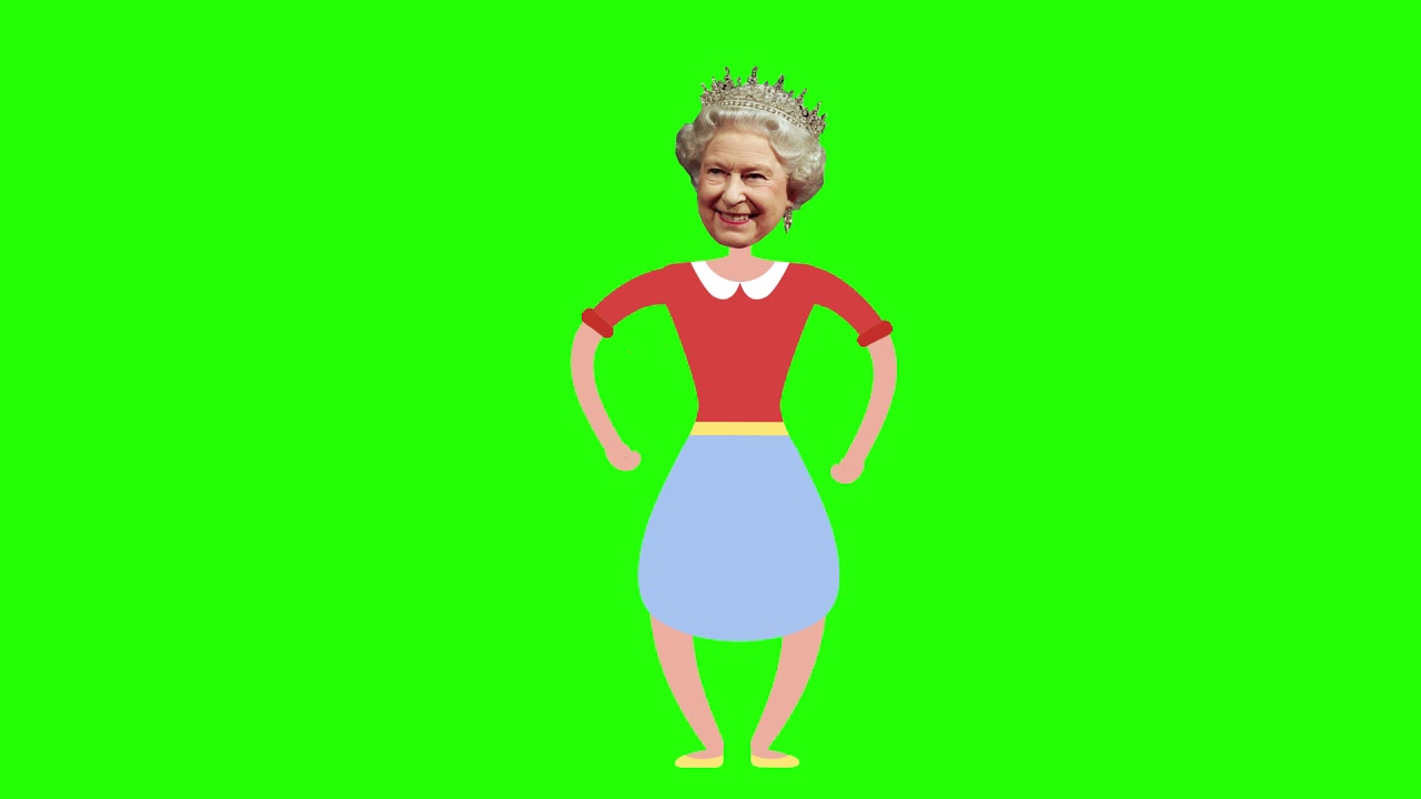 1280x720 Elizabeth Ii Drawing Animation Of People On A Green Background