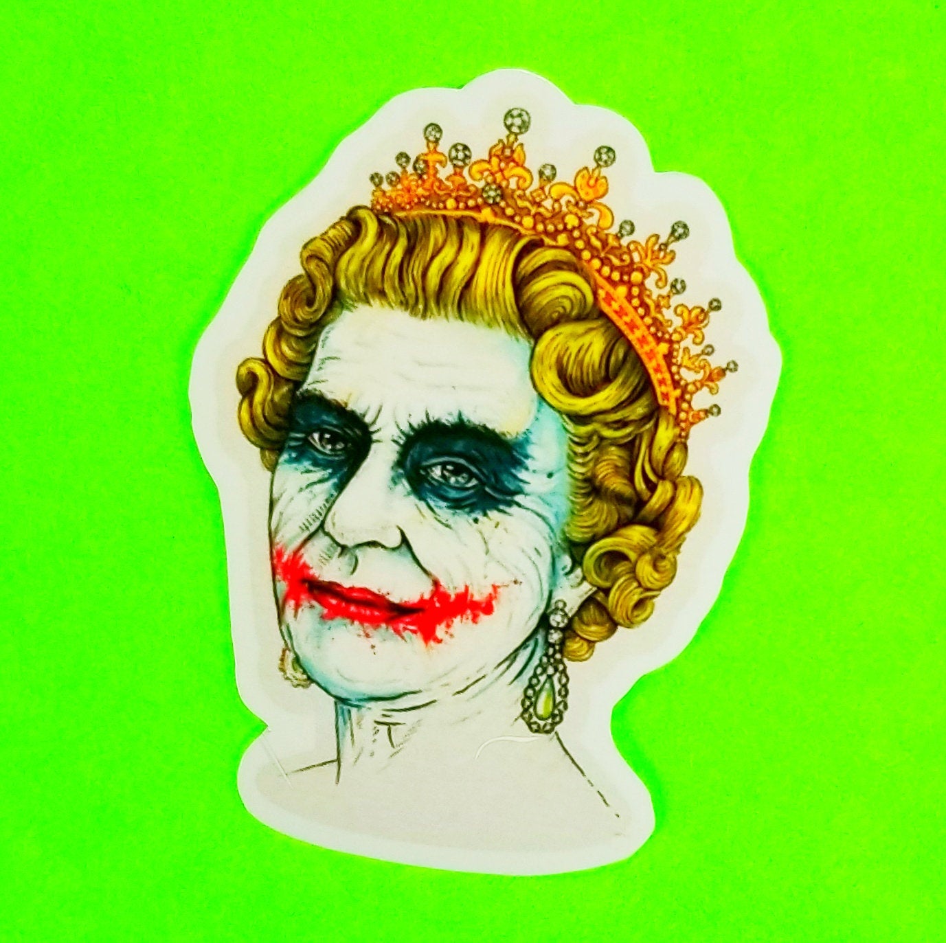 1377x1373 God Save The Joker Batman Villain Meets Queen Elizabeth The Etsy