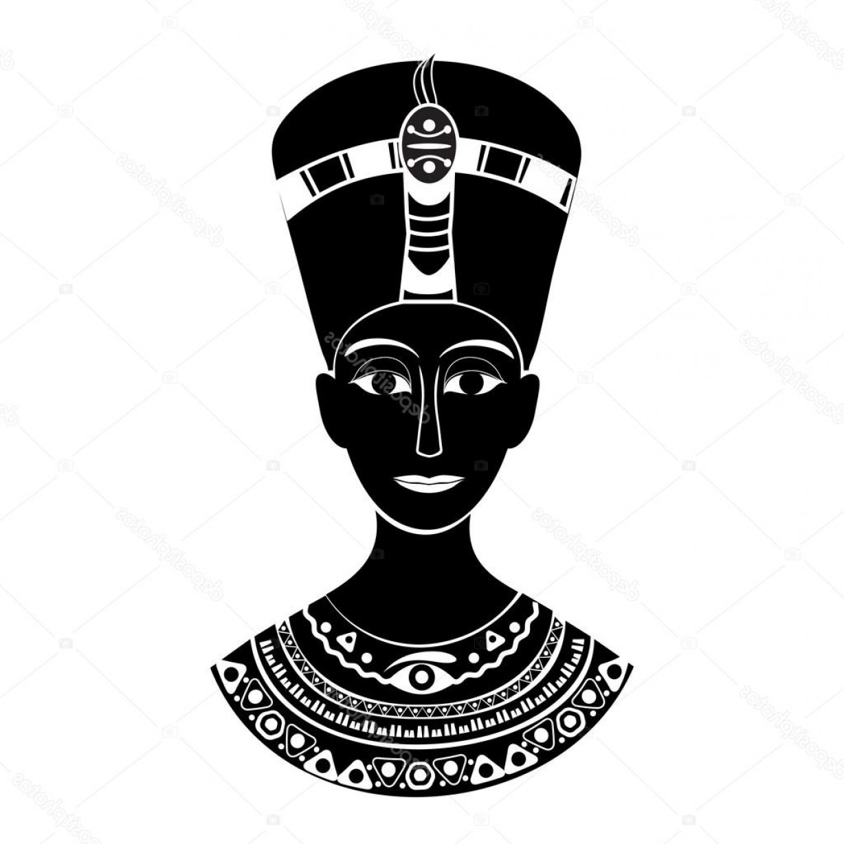1228x1228 Egyptian Queen Nefertiti Drawing Vector Shopatcloth
