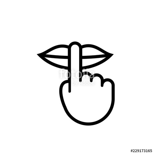 500x500 Keep Silence And Be Quiet Lips And Finger Silent Sign, Vector Icon