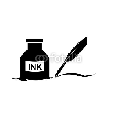 400x400 Feather Pen And Inkwell Drawing Of Ancient Stationery On White