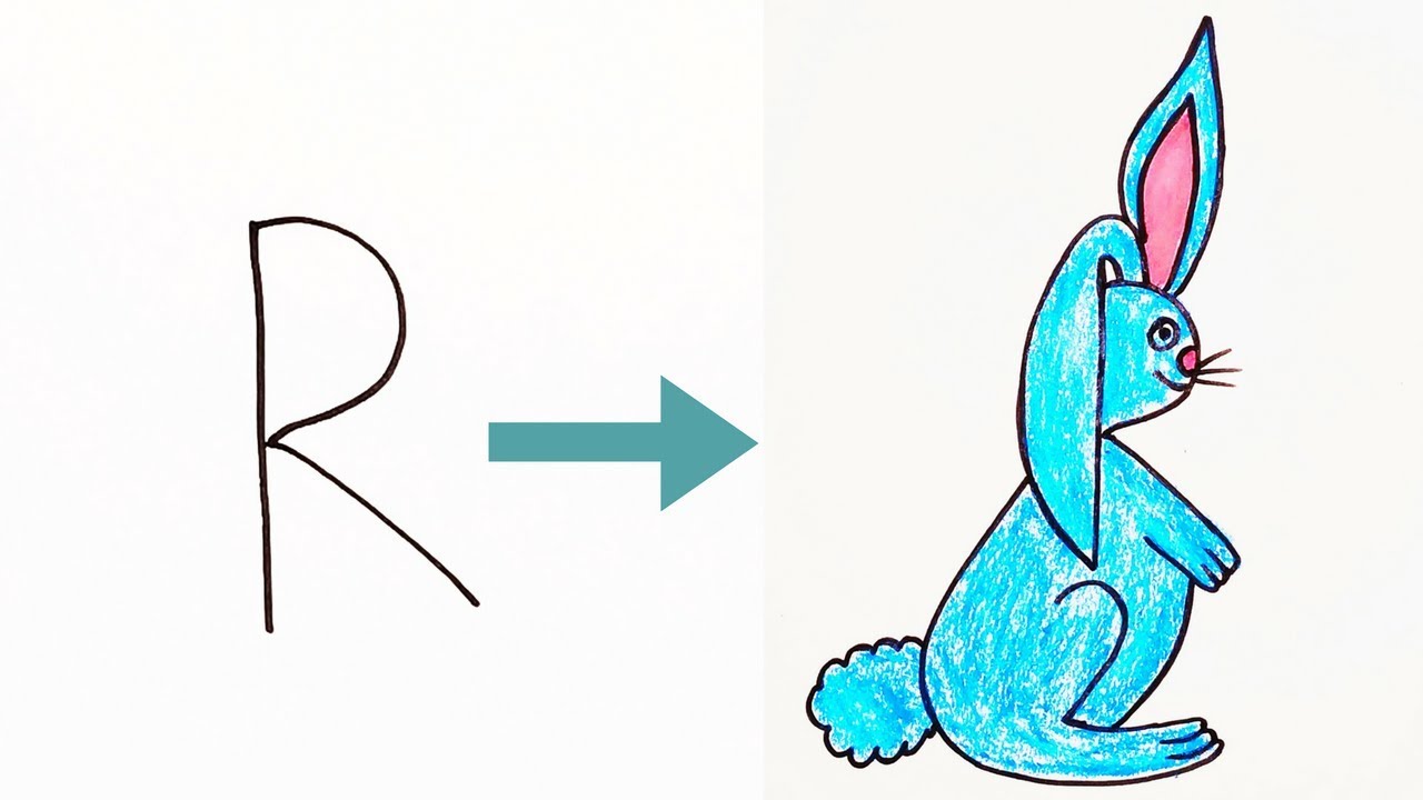 1280x720 Very Easy !!! Just Min To Draw Rabbit How To Turn Letter R