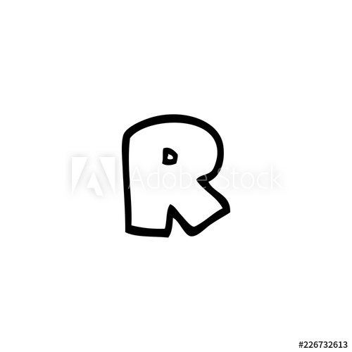 500x500 Line Drawing Cartoon Letter R
