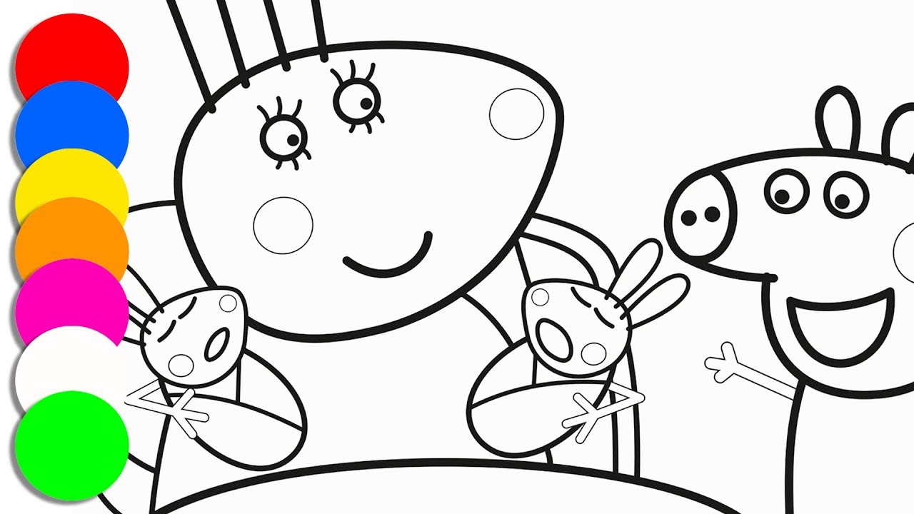 1280x720 Mummy Rabbit Robbie And Rosie Rabbit! Peppa Pig Coloring Drawing