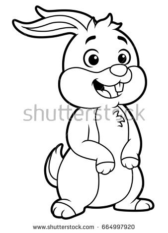 338x470 Cartoon Rabbit Outline Stock Vector Cartoon Rabbit Standing Line