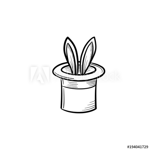 500x500 Magician Hat With Rabbit Hand Drawn Outline Doodle Icon Rabbit