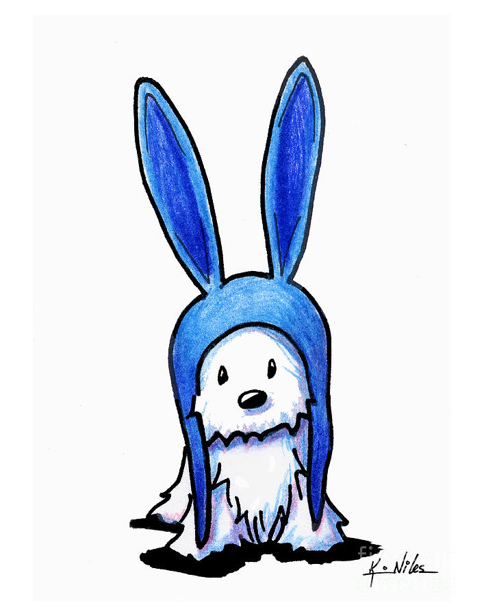 707x900 Rabbit Ears Westie Drawing