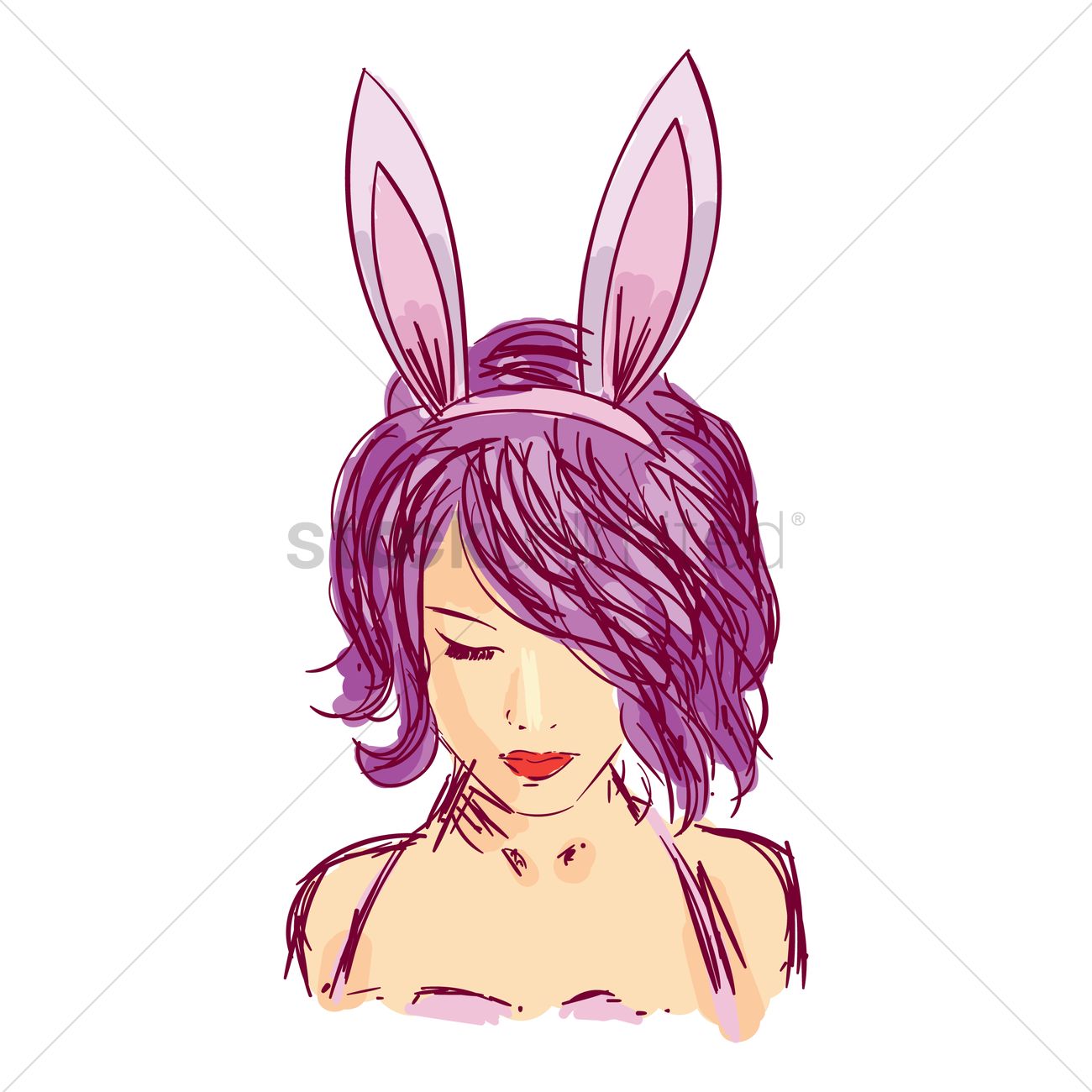 1300x1300 Young Woman Wearing Rabbit Ears Vector Image