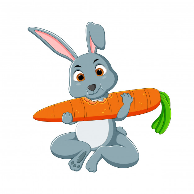 626x626 Cute Cartoon Rabbits Eat Carrots Vector Premium Download