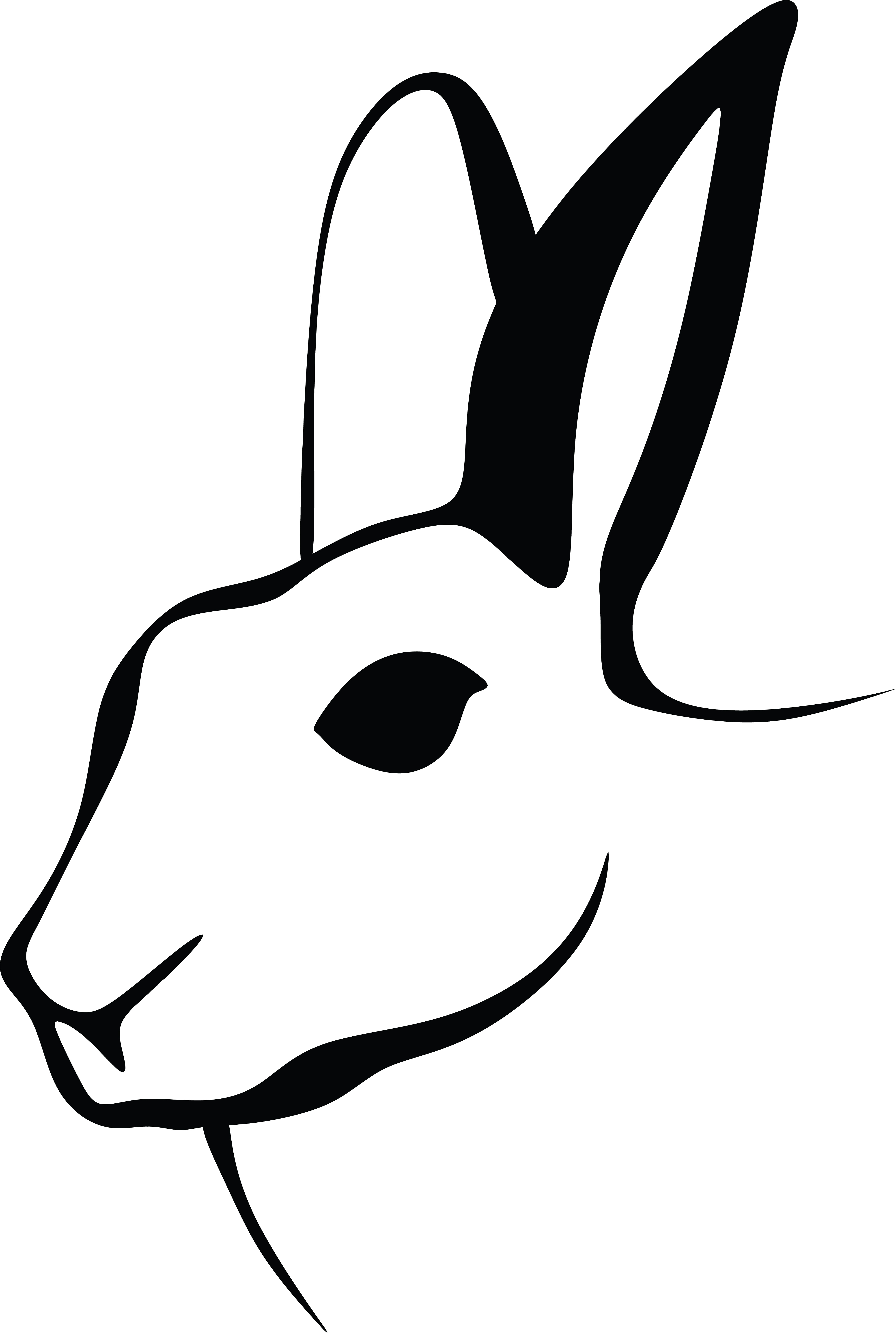 4000x5950 Free Clipart Of A Black And White Rabbit Head