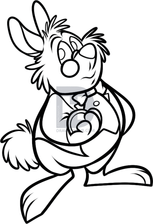 491x720 How To Draw Rabbit From Alice In Wonderland, Step