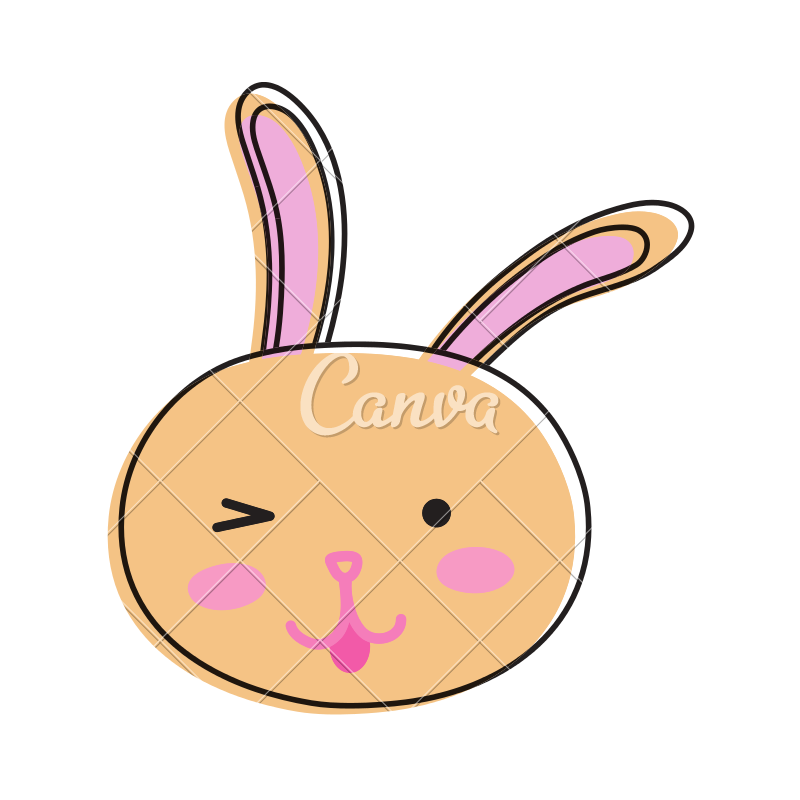800x800 Line Color Funny Rabbit Head Animal Cartoon