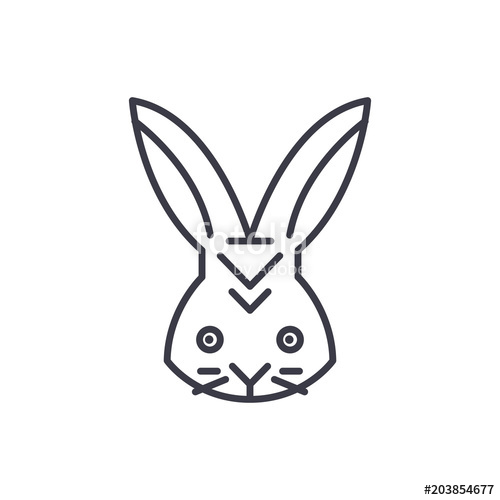 500x500 Rabbit Head Vector Line Icon, Sign, Illustration On White