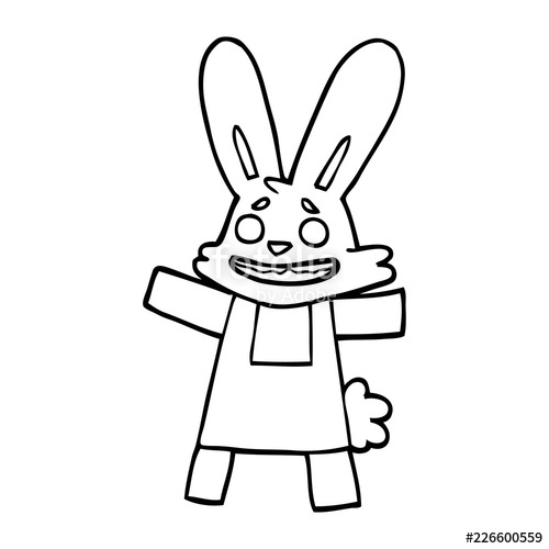 500x500 Line Drawing Cartoon Of A Smiling Rabbit Stock Image And Royalty