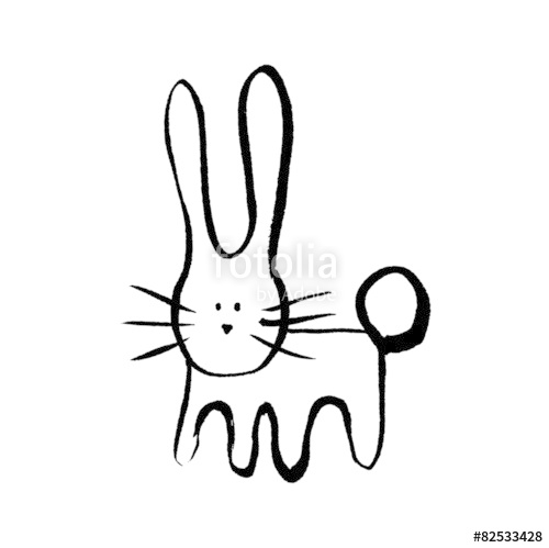 500x499 Ink Rabbit Sketch, Vector Illustration Stock Image And Royalty