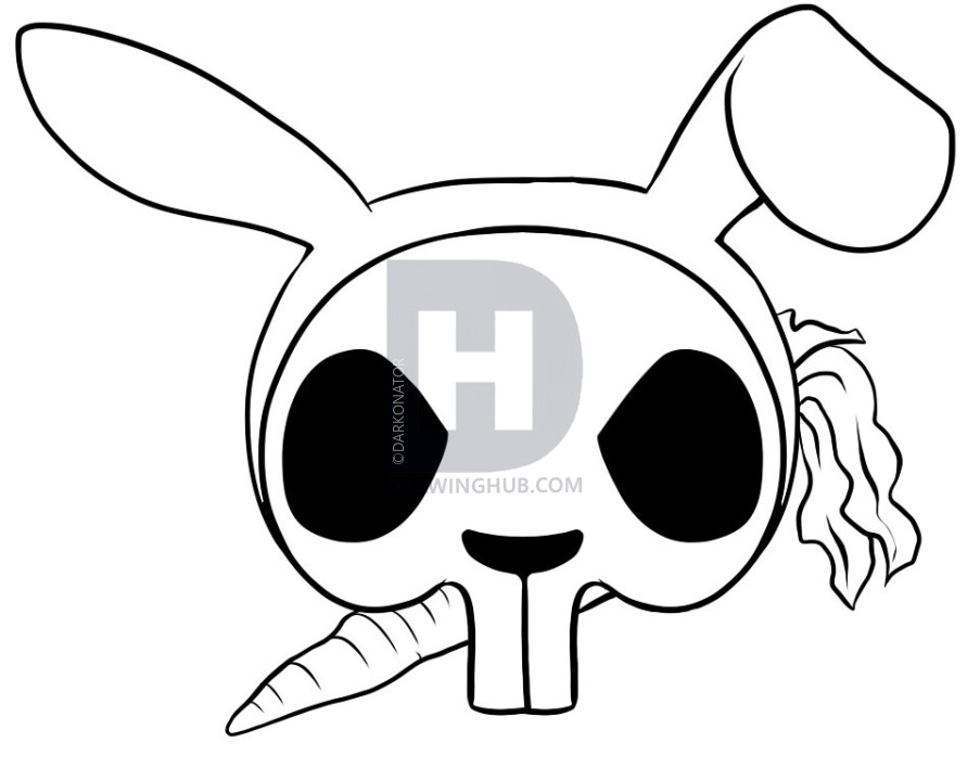 903x720 How To Draw A Rabbit Skull, Step