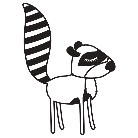 550x550 Female Raccoon Cartoon With Closed Eyes