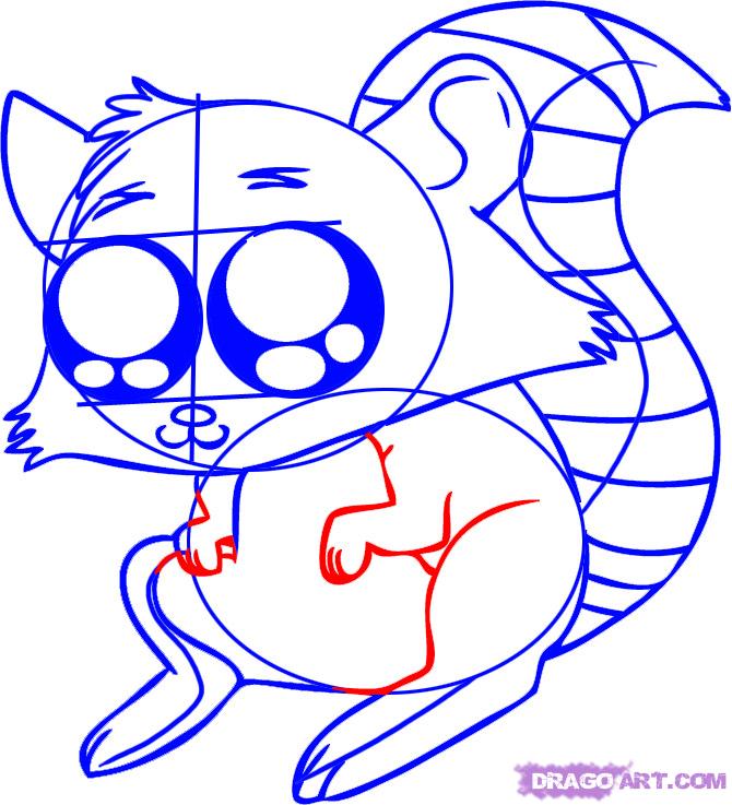 670x737 How To Draw A Cartoon Raccoon, Step