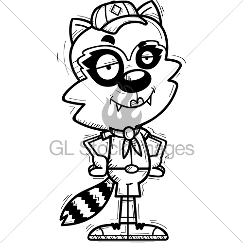 500x500 Confident Cartoon Female Raccoon Scout Gl Stock Images