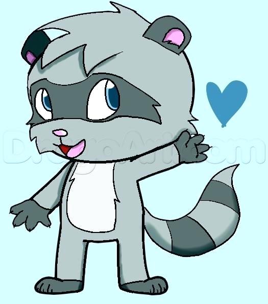 525x595 How To Draw A Raccoon Easy