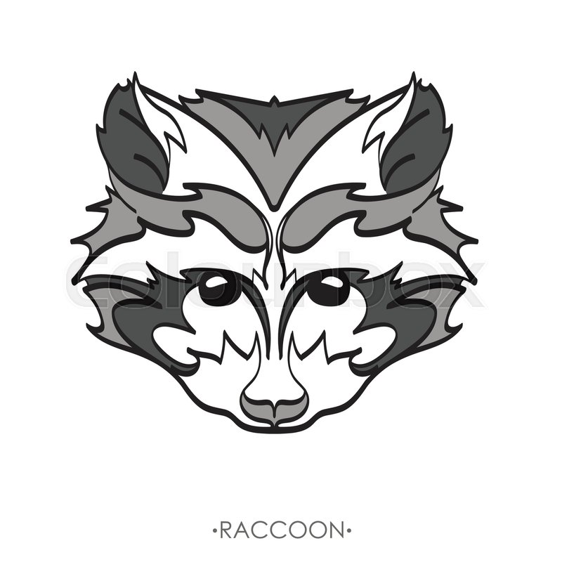 800x800 Stylized Raccoon Face Hand Drawn Stock Vector Colourbox