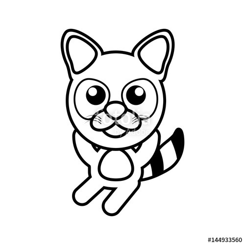 500x500 Cartoon Raccoon Animal Outline Vector Illustration Stock