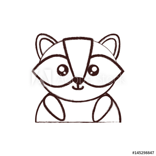 500x500 Kawaii Raccoon Face Icon Over White Background Vector