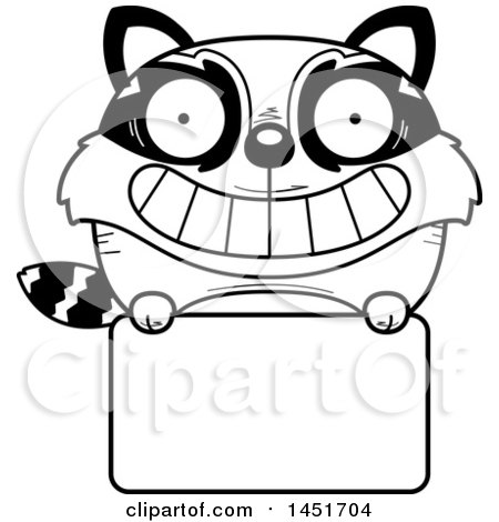 450x470 Clipart Graphic Of A Cartoon Black And White Lineart Raccoon