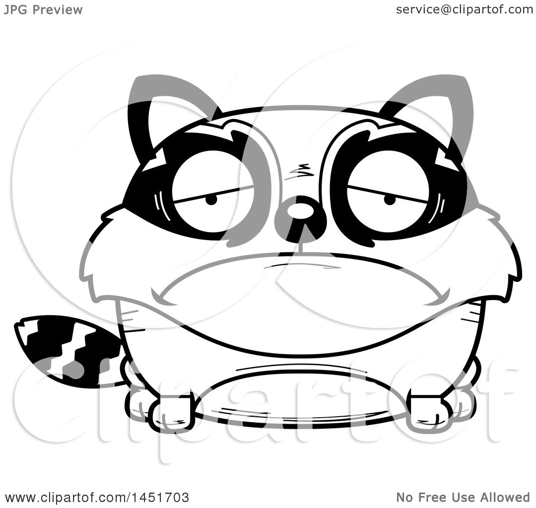 1080x1024 Clipart Graphic Of A Cartoon Black And White Lineart Sad Raccoon