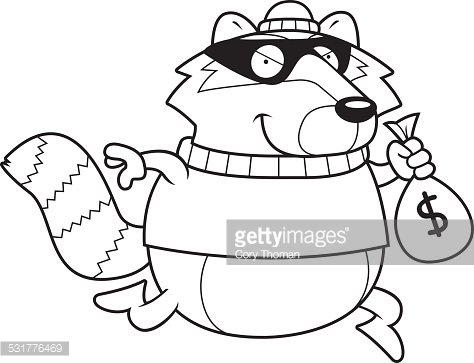 474x363 Cartoon Raccoon Burglar Premium Clipart