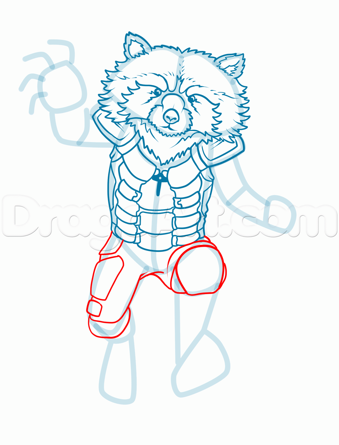 1080x1419 How To Draw Rocket Raccoon, Guardians Of The Galaxy, Step
