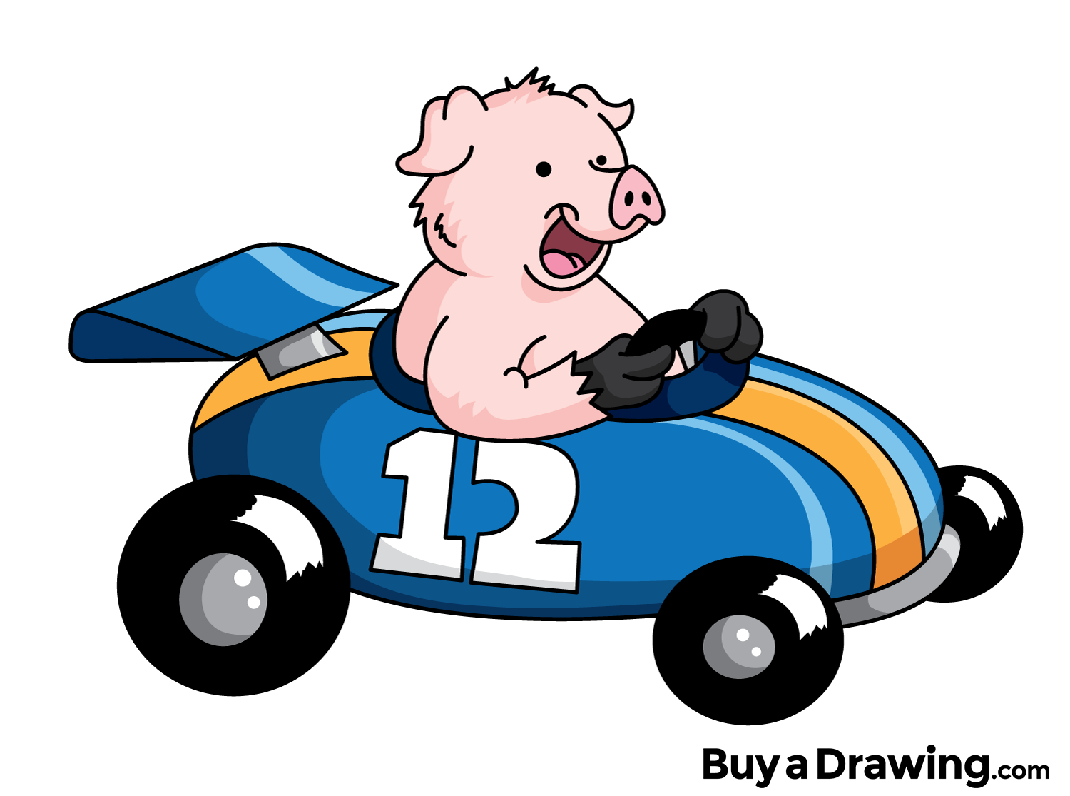 1500x1115 A Cartoon Pig In A Race Car That I Drew For The Heck Of It