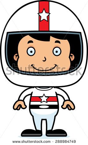 285x470 A Cartoon Race Car Driver Boy Smiling