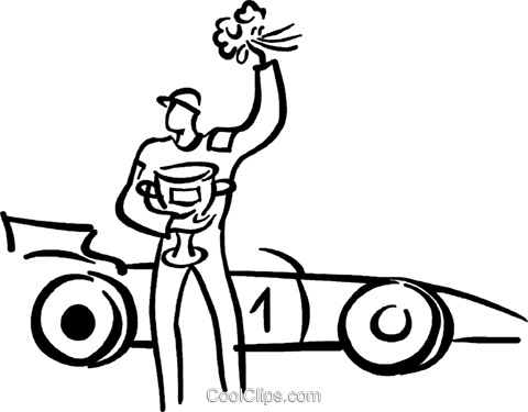 480x375 Race Car Driver With His Car Royalty Free Vector Clip Art