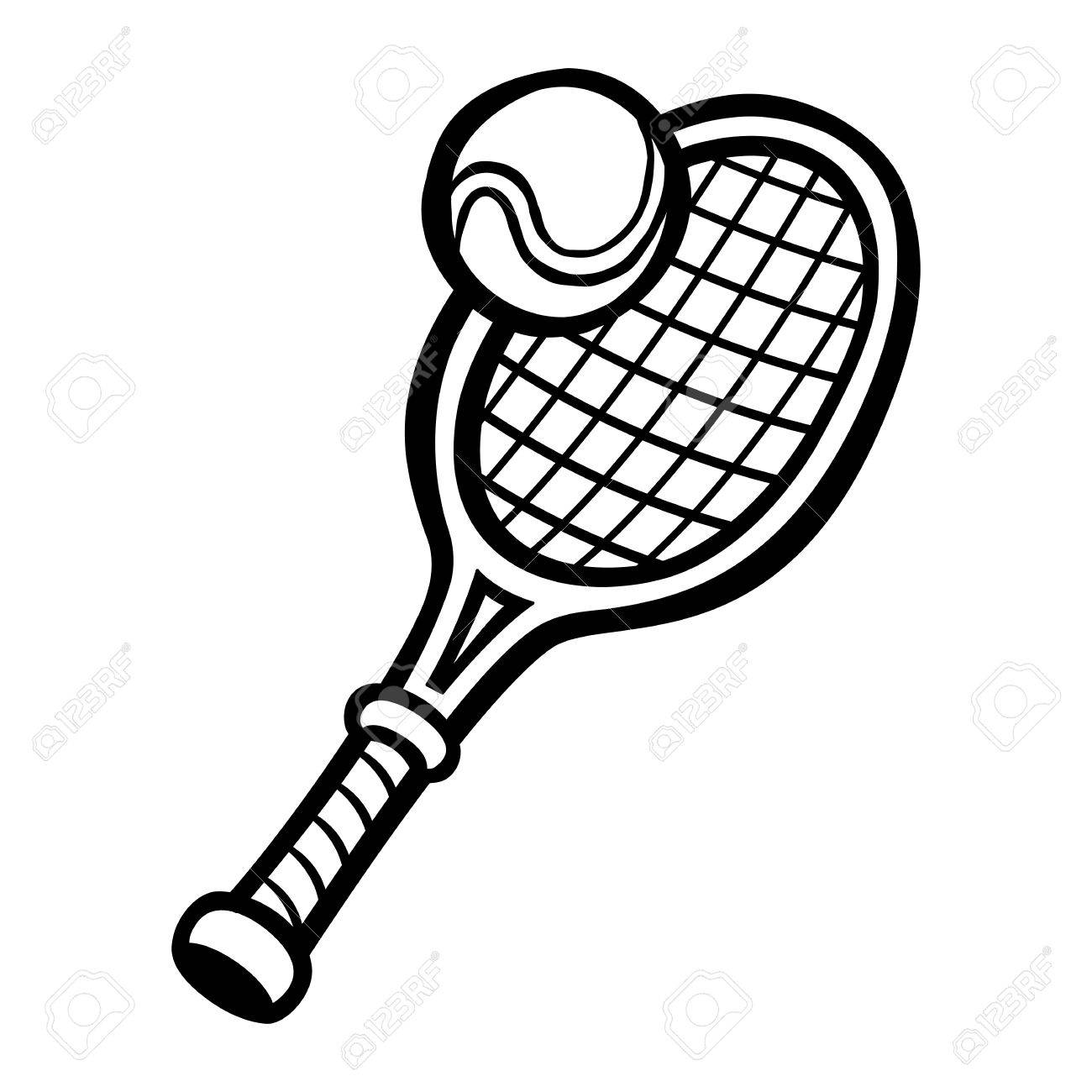 1300x1300 Tennis Ball And Racket Black And White Free Download Clip Art