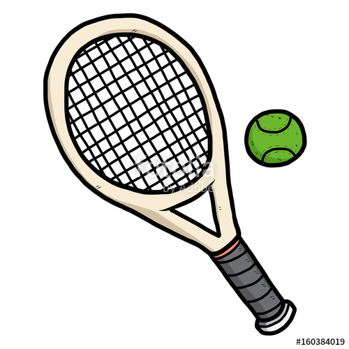 500x500 Tennis Ball And Racket Cartoon Vector And Illustration, Hand