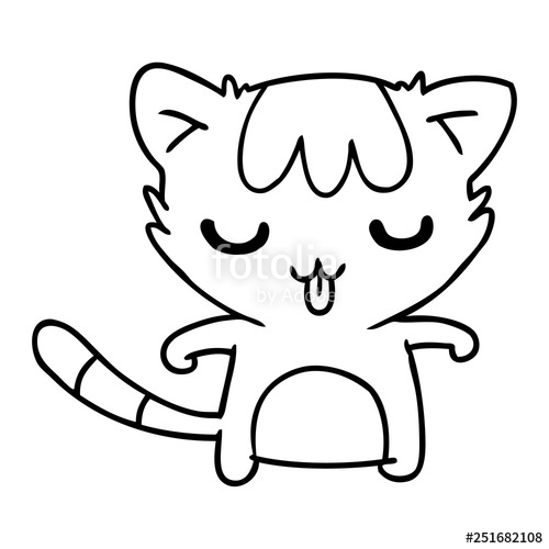 500x500 Line Drawing Of A Kawaii Cute Racoon Stock Image And Royalty Free