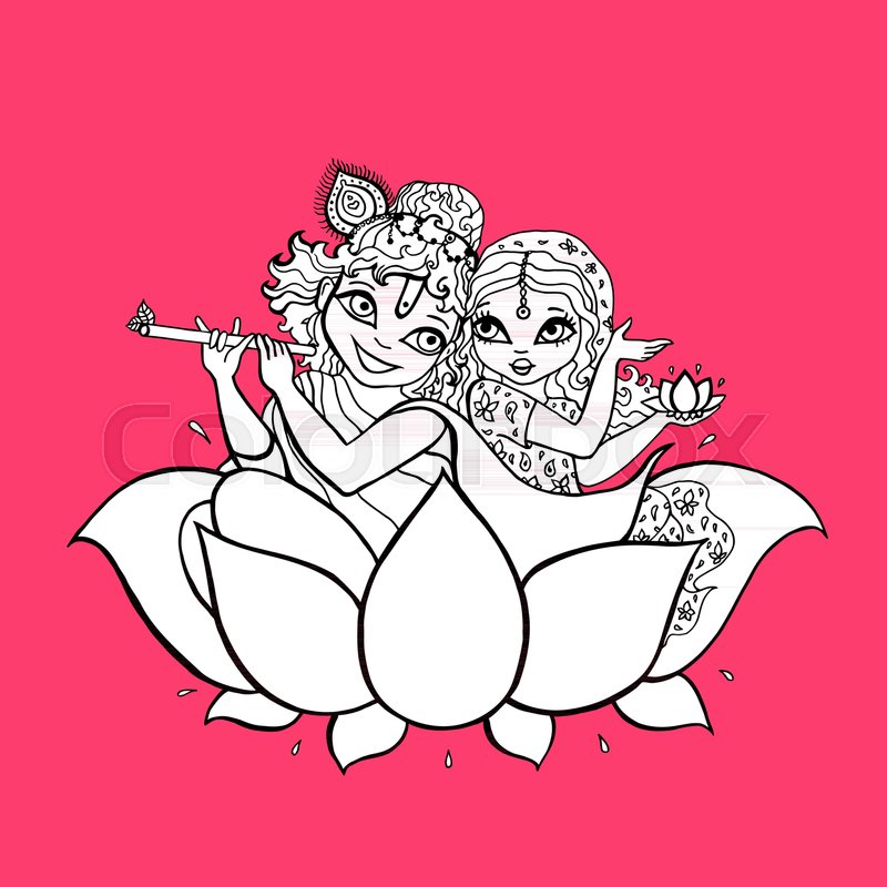 800x800 Hindu God Radha, Krishna Vector Hand Stock Vector Colourbox