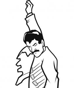252x302 draw freddie mercury, freddie mercury rage pose, step