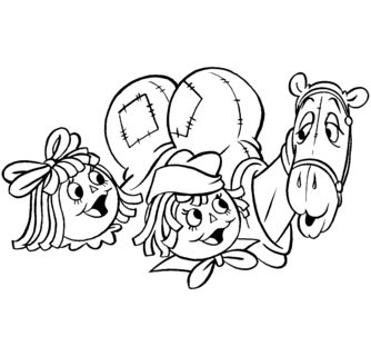 334x320 Raggedy Ann, Andy Camel Heads Rubber Stamp