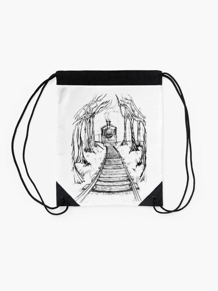 750x1000 Wooden Railway Pencil Illustration Railroad Train Tracks