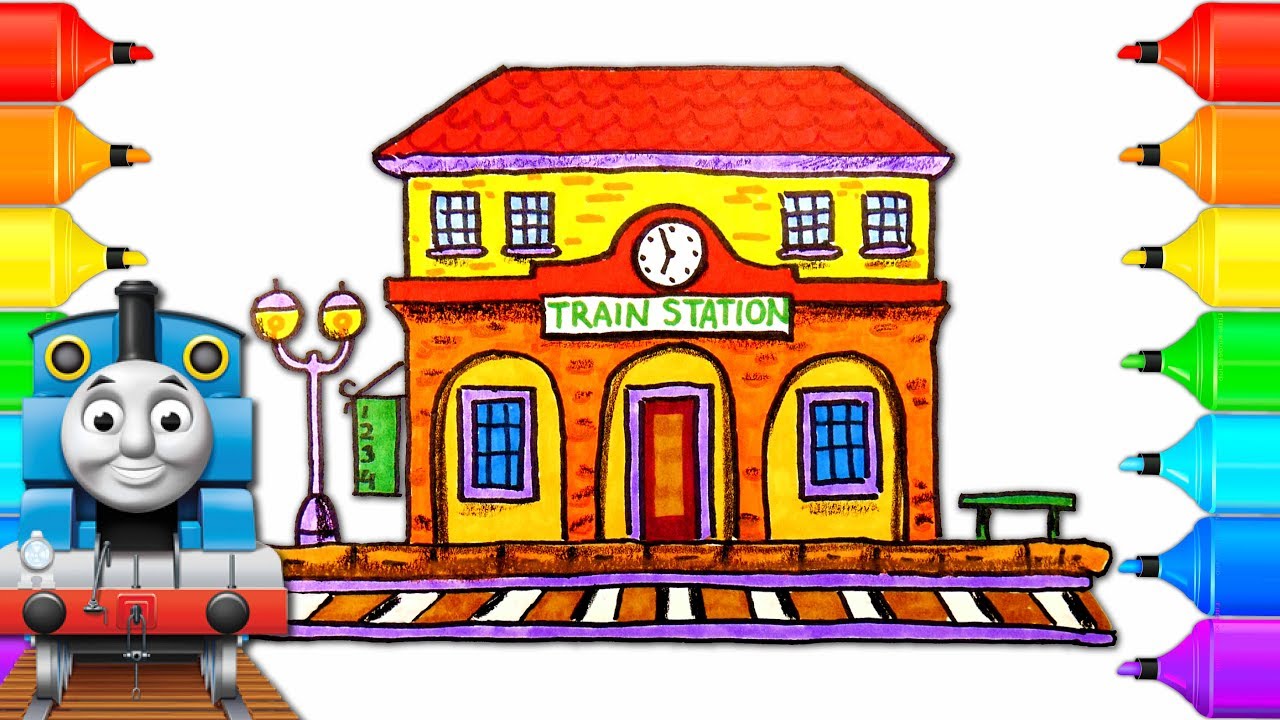 1280x720 How To Draw Train Station With Thomas And Friends Drawing