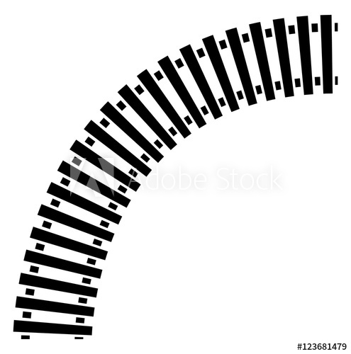 495x500 Curving Train Track, Rail Track Silhouette Isolated