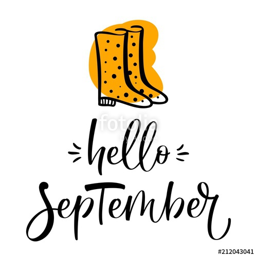 500x500 Hand Drawn Typography Lettering Phrase Hello, September With Rain